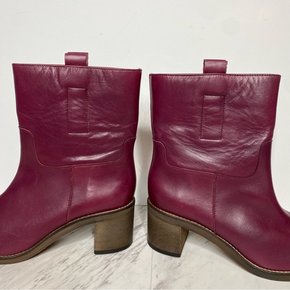 Free People Tabby Mulberry Leather Heeled Bootie 39 1/2 - Picture 8 of 13